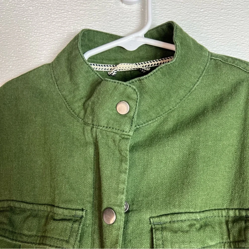 Old Navy Linen Blend Jacket Olive Green‎ with Pockets Girls Size M (8)